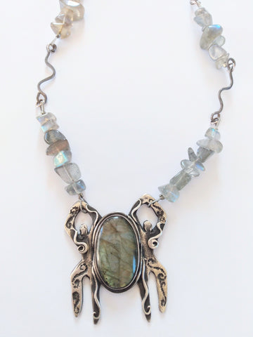 Necklace, Dancers with Labradorite silver and beaded