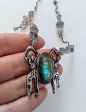 Necklace, Dancers with Labradorite silver and beaded