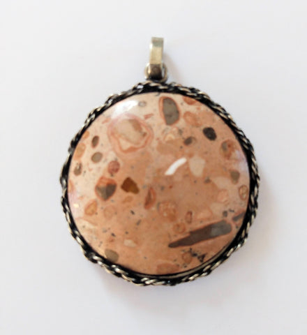 Pendant, leopardite jasper