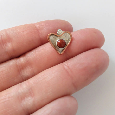 Pendant, small heart with red jasper