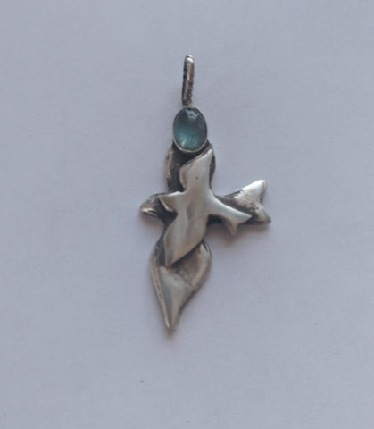 Pendant, Bird with blue aquamarine