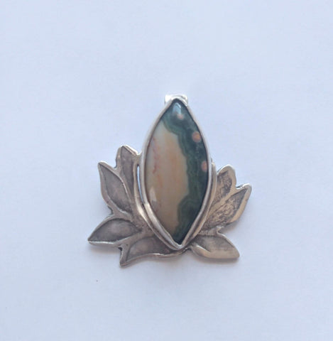 Pendant,  Lotus with Orbicular jasper