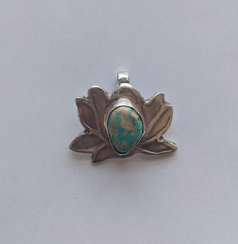 Pendant,  Lotus with Native Turquoise