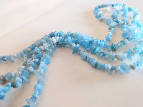 Bead strand, Aquamarine chip necklace